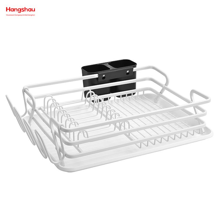 White Aluminum Alloy Dish Rack رف أطباق من سبائك الألومنيوم باللون الأبيض