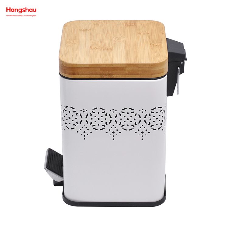 5L غطاء من الخيزران مربع المنزلية دواسة سلة المهملات صناديق الغبار الخيزران لسلة المهملات في الأماكن المغلقة سلة المهملات الحمام سلة المهملات المعدنية نمط مزبلة علبة القمامة مسحوق الطلاء