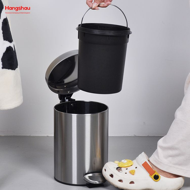 سلة المهملات الدائرية عالية الجودة من الفولاذ المقاوم للصدأ، سلة المهملات المنزلية، سلة مهملات الحمام