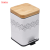 5L غطاء من الخيزران مربع المنزلية دواسة سلة المهملات صناديق الغبار الخيزران لسلة المهملات في الأماكن المغلقة سلة المهملات الحمام سلة المهملات المعدنية نمط مزبلة علبة القمامة مسحوق الطلاء