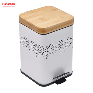 5L غطاء من الخيزران مربع المنزلية دواسة سلة المهملات صناديق الغبار الخيزران لسلة المهملات في الأماكن المغلقة سلة المهملات الحمام سلة المهملات المعدنية نمط مزبلة علبة القمامة مسحوق الطلاء
