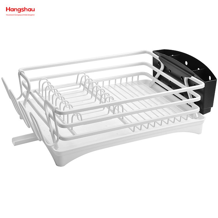 رف أطباق من سبائك الألومنيوم الأبيض فوق المغسلة منظم لتجفيف المعادن من البلاستيك صينية الأطباق رف المطبخ حامل الأطباق رف الأطباق كونترتوب رف الأطباق حامل الكأس 