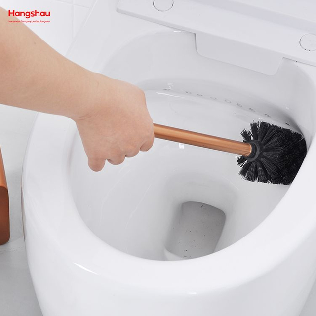 فرشاة تواليت معدنية مربعة فاخرة لامعة لامعة من الفولاذ المقاوم للصدأ للحمام مع حامل مجموعة تنظيف فرشاة بلاستيكية 