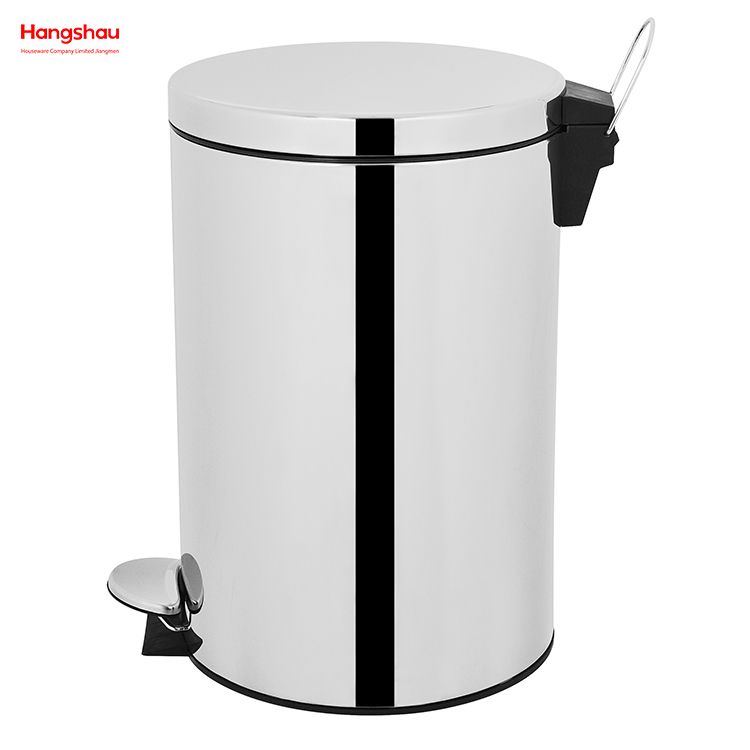 المطبخ المنزلي الحمام 20L حاوية القمامة الفولاذ المقاوم للصدأ البولندية مع دواسة القدم شكل دائري مرآة تلميع سلة المهملات