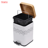 5L غطاء من الخيزران مربع المنزلية دواسة سلة المهملات صناديق الغبار الخيزران لسلة المهملات في الأماكن المغلقة سلة المهملات الحمام سلة المهملات المعدنية نمط مزبلة علبة القمامة مسحوق الطلاء