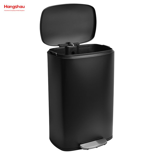 50L مكتب اللوبي الفولاذ المقاوم للصدأ للمطبخ سلة المهملات سلة المهملات سلة المهملات سلة المهملات الفنادق كافتيريا مخصصة ملونة مستطيلة دواسة القدم مزبلة سعة كبيرة 