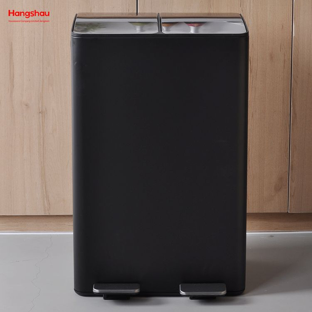 سلة المهملات من الفولاذ المقاوم للصدأ لفرز القمامة سعة 60 لترًا