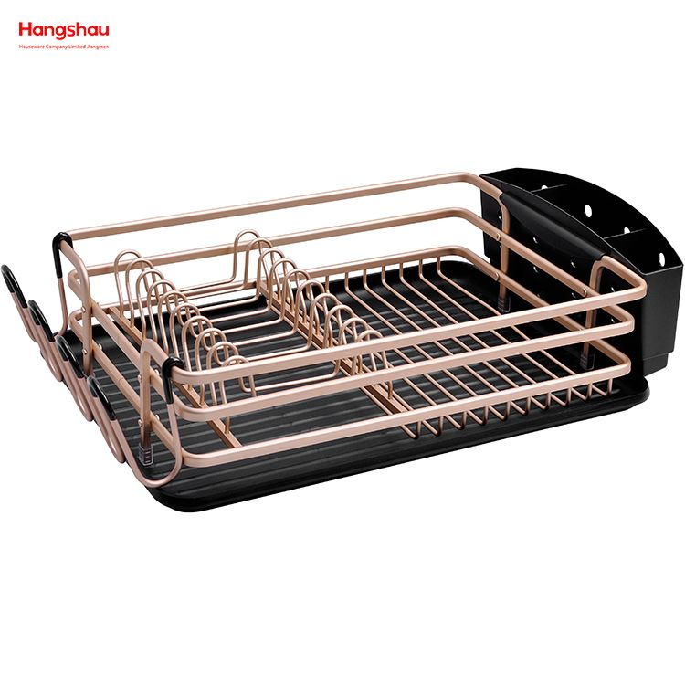المطبخ حامل رف الأطباق كونترتوب طبق رف حامل الكأس سبائك الألومنيوم الذهبي طبق رف فوق الحوض المنظم المعادن تجفيف البلاستيك طبق صينية الرف 