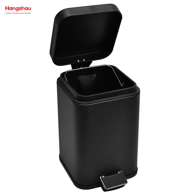 صندوق بدواسة مربع من الفولاذ المقاوم للصدأ سعة 3 لتر مع جهاز للحمام/غرفة النوم/المكتب، سلة مهملات عالية الجودة مع سلة قمامة بدواسة للقدم، سلة قمامة بدواسة