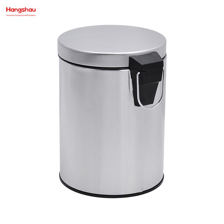 سلة مهملات الحمام المنزلية المصنوعة من الفولاذ المقاوم للصدأ سعة 5 لتر مع دواسة خطوة