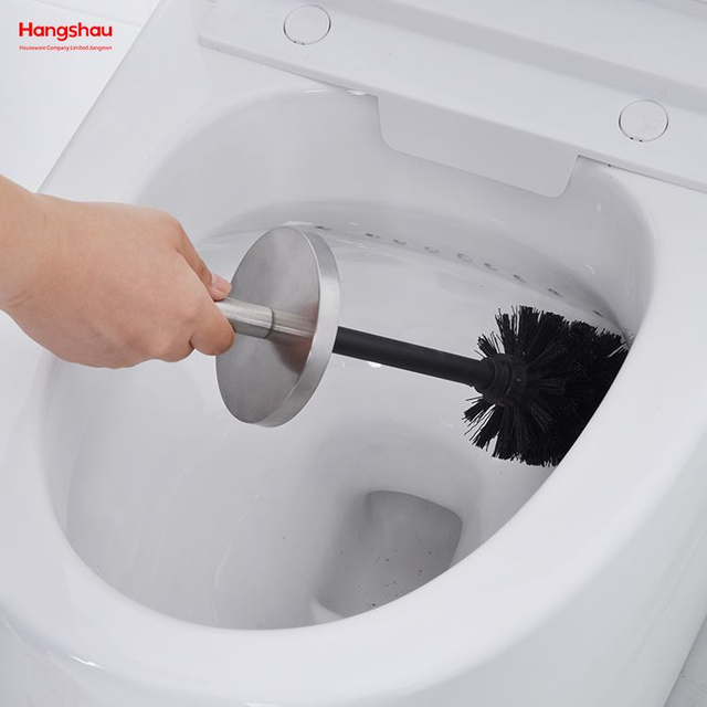فرشاة المرحاض المعدنية الدائمة مع حامل فرشاة بلاستيكية مجموعة تنظيف المرحاض الحمام الفولاذ المقاوم للصدأ غير لامع 