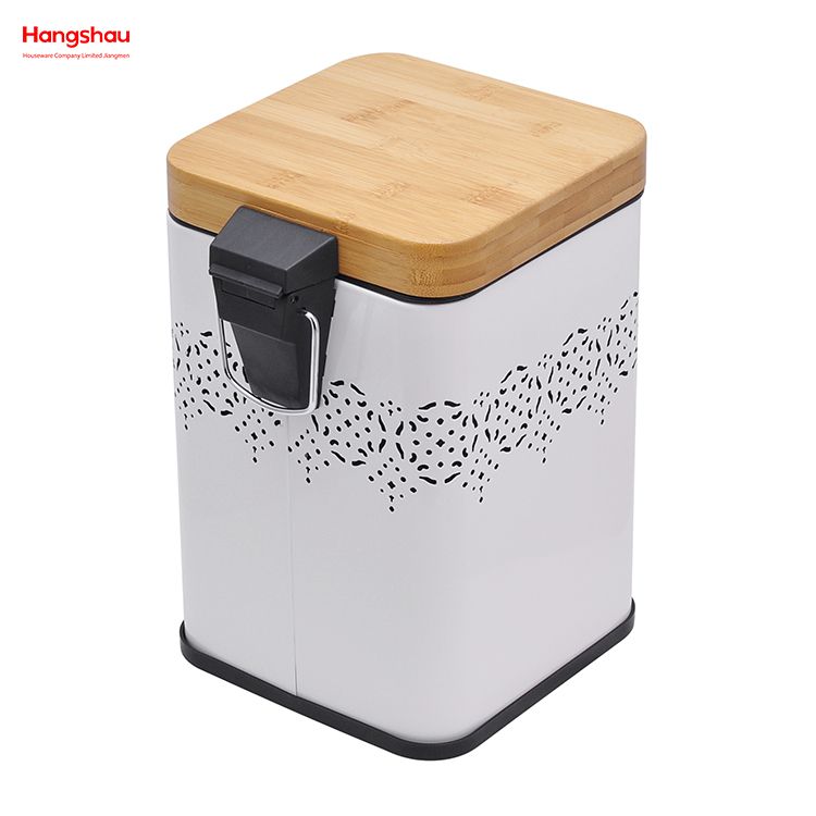 5L غطاء من الخيزران مربع المنزلية دواسة سلة المهملات صناديق الغبار الخيزران لسلة المهملات في الأماكن المغلقة سلة المهملات الحمام سلة المهملات المعدنية نمط مزبلة علبة القمامة مسحوق الطلاء