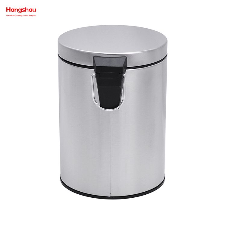 سلة مهملات الحمام المنزلية المصنوعة من الفولاذ المقاوم للصدأ سعة 5 لتر مع دواسة خطوة