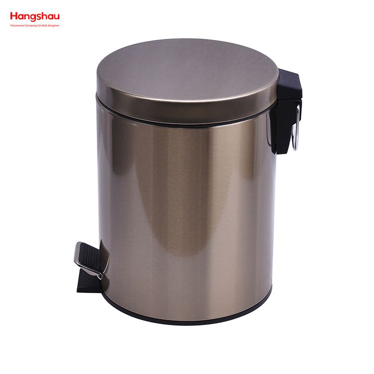 5L الفولاذ المقاوم للصدأ غرفة نوم المنزلية دواسة مستديرة بن مكتب الحمام بسيط مزبلة سلة النفايات صناديق الغبار دواسة القدم المستديرة