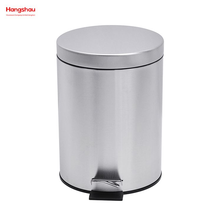 سلة مهملات الحمام المنزلية المصنوعة من الفولاذ المقاوم للصدأ سعة 5 لتر مع دواسة خطوة