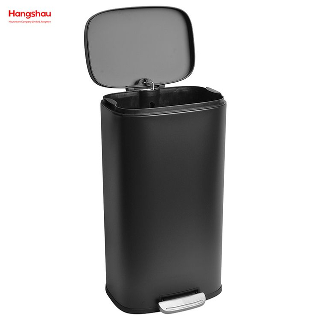 30L اللوبي الفولاذ المقاوم للصدأ سلة المهملات القمامة للمطبخ النفايات مكتب سلة المهملات الفنادق كافتيريا مخصص ملون مستطيلة صامتة إغلاق دواسة القدم مزبلة 