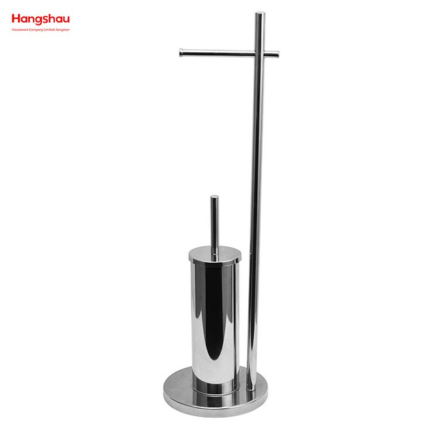 مرآة تلميع قائمة بذاتها من الفولاذ المقاوم للصدأ فرشاة المرحاض وحامل الورق حامل فرشاة المرحاض المعدنية الدائمة 