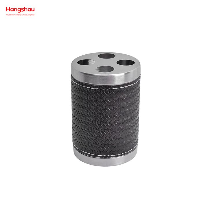 اكسسوارات الحمام الفاخرة الجلود الاصطناعية تزيين مجموعة الفولاذ المقاوم للصدأ كامل الحمام زجاجة محلول موزع مضخة رغوة زجاجة الصابون الجلود الاصطناعية 