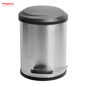 5L مزبلة منتجات الأدوات المنزلية سلة المهملات بدواسة من الفولاذ المقاوم للصدأ مع غطاء بلاستيكي يغلق ببطء ومستدير سلة المهملات سلة المهملات 
