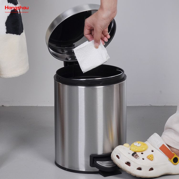 5L موردن ستايل الفولاذ المقاوم للصدأ دواسة بن سلة المهملات سلة المهملات مزبلة مع سلة المهملات دلو داخلي أسود