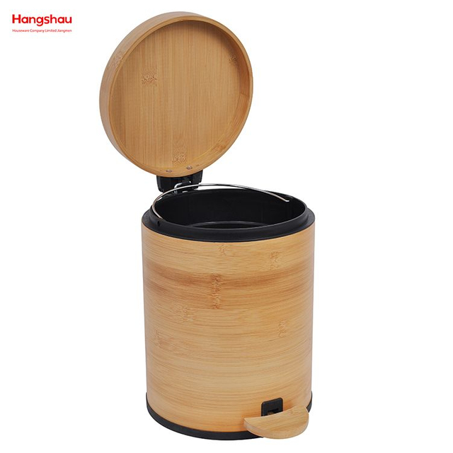 سلة مهملات مع غطاء سلة مهملات مصنوعة من الخيزران، سلة قمامة خارجية، سلة مهملات للمنزل والمكتب والحمام والمطبخ