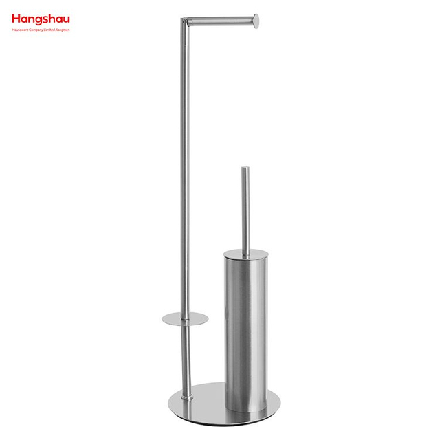 رش أنبوب دائري ناعم ومضاد للبصمة، فرشاة تواليت من الفولاذ المقاوم للصدأ قائمة بذاتها وحامل ورق، حامل فرشاة تواليت معدني قائم بذاته، رش ورنيش 