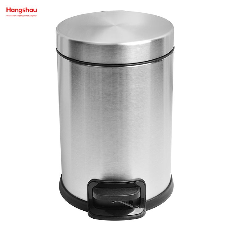 الحمام المنزلي الفولاذ المقاوم للصدأ 3L سلة المهملات دواسة مع غطاء إغلاق ببطء و Mutely سلة المهملات المستديرة سلة المهملات مزبلة