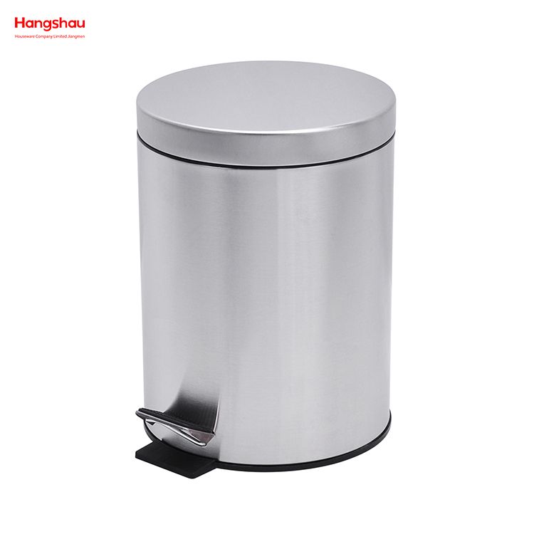 سلة مهملات الحمام المنزلية المصنوعة من الفولاذ المقاوم للصدأ سعة 5 لتر مع دواسة خطوة