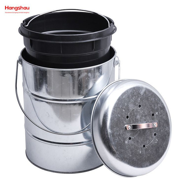 سلة المهملات مع مقبض مفتوح من الأعلى للمطبخ المنزلي، غطاء صندوق السماد القابل للتحلل الغذائي، منفصل عن سلة المهملات، سلة المهملات