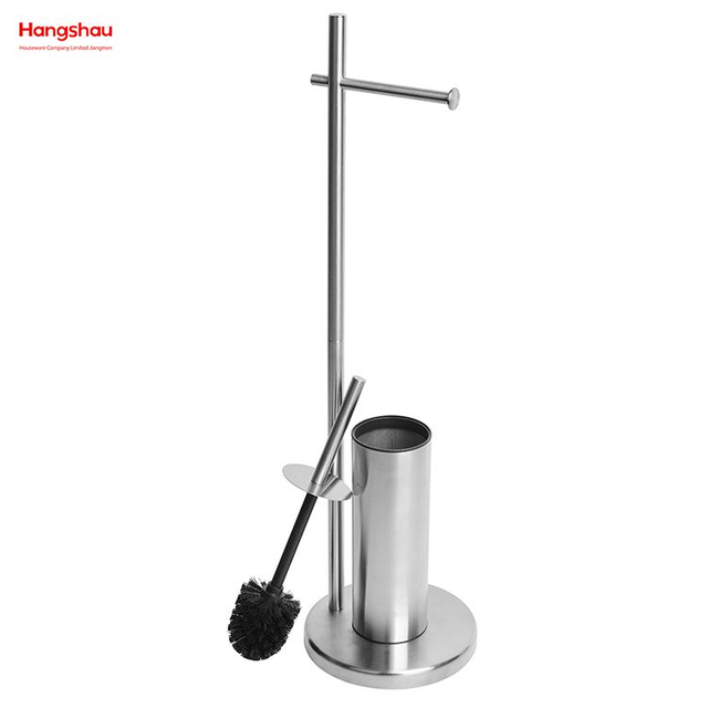 فرشاة تواليت معدنية غير لامعة قائمة بذاتها من الفولاذ المقاوم للصدأ وحامل ورق، حامل فرشاة تواليت معدني قائم، رش طلاء الطلاء 