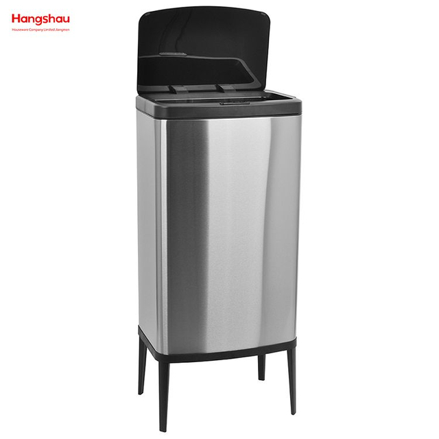 الفولاذ المقاوم للصدأ 55L المطبخ الذكي القمامة الغبار سلة المهملات التعريفي سلة المهملات الاستشعار التلقائي مزبلة سلة المهملات البلاستيكية 
