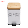 5L غطاء من الخيزران مربع المنزلية دواسة سلة المهملات صناديق الغبار الخيزران لسلة المهملات في الأماكن المغلقة سلة المهملات الحمام سلة المهملات المعدنية نمط مزبلة علبة القمامة مسحوق الطلاء