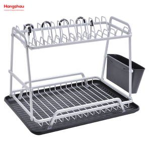 رف الأطباق فوق الحوض المنظم ذو الطابقين المعادن تجفيف طبق صينية حامل رفوف رف الأطباق أواني المطبخ تخزين سبائك الألومنيوم 