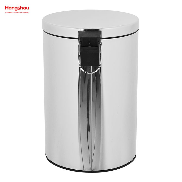 المطبخ المنزلي الحمام 20L حاوية القمامة الفولاذ المقاوم للصدأ البولندية مع دواسة القدم شكل دائري مرآة تلميع سلة المهملات